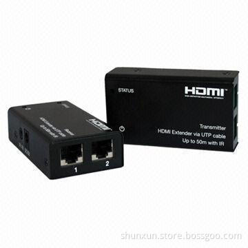 HDMI Extender, 50m Over Dual CAT5e Cable, with Built-in ESD Protection